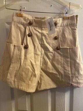 fab'rik Cream Shorts Button with Gold Buttobs